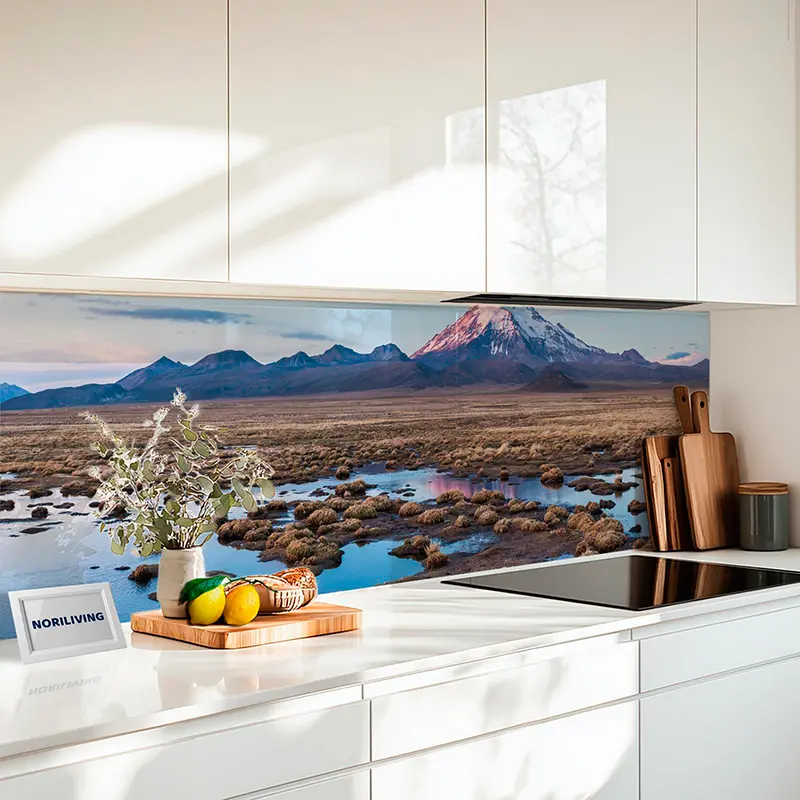 Küchenrückwand Alu Panorama des Vulkans Sajama, Bolivien, Südamerika 573