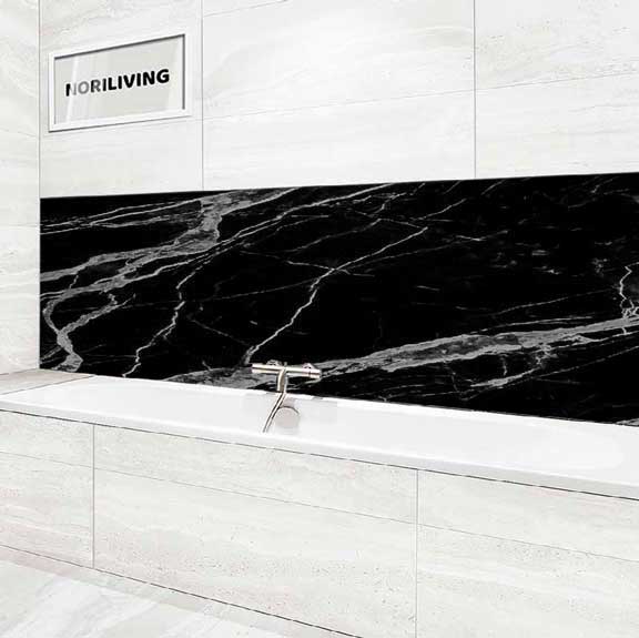 Badrückwand Alu Marmorstruktur schwarz-orange 014 schwarz-weiß