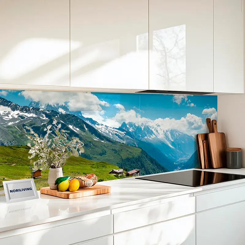 Küchenrückwand Alu Blick auf das Chamonix-Tal 210