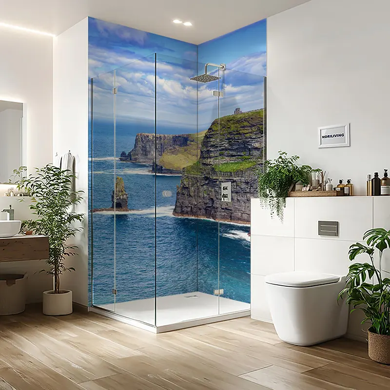 Duschrückwand Einzel | Ecke | Alu Ozean Klippen Irland 726