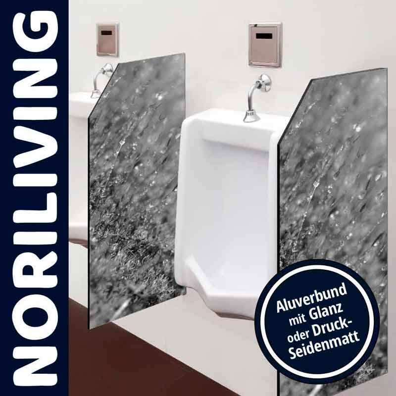 Urinal mit Alubund-Trennwänden und Glanz- oder Druck-Seidenmatt-Oberfläche von NORILIVING
