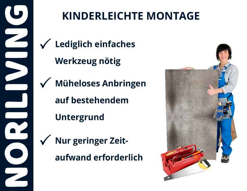 Person zeigt eine einfache Wandmontagetechnik mit geringem Zeitaufwand und einfachem Werkzeug