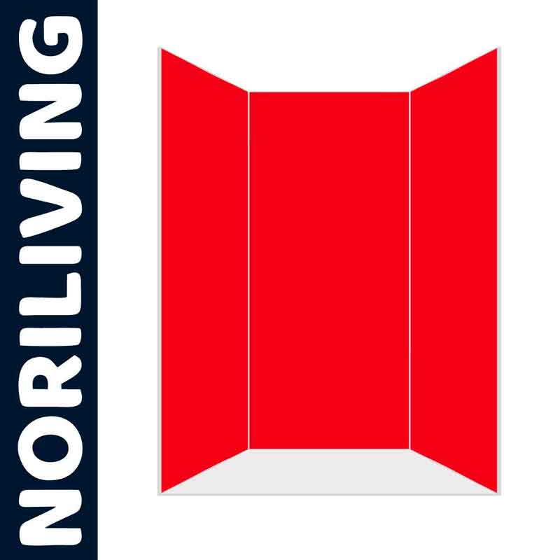 Roter Paravent mit drei Paneelen, präsentiert von Noriliving