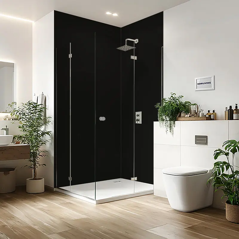 Duschrückwand Alu 1-4 teilig Unifarbe Schwarz 2329