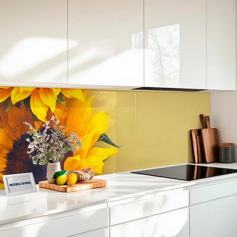 Fliesenspiegel Alu Sonnenblumen auf gelbem Hintergrund 448