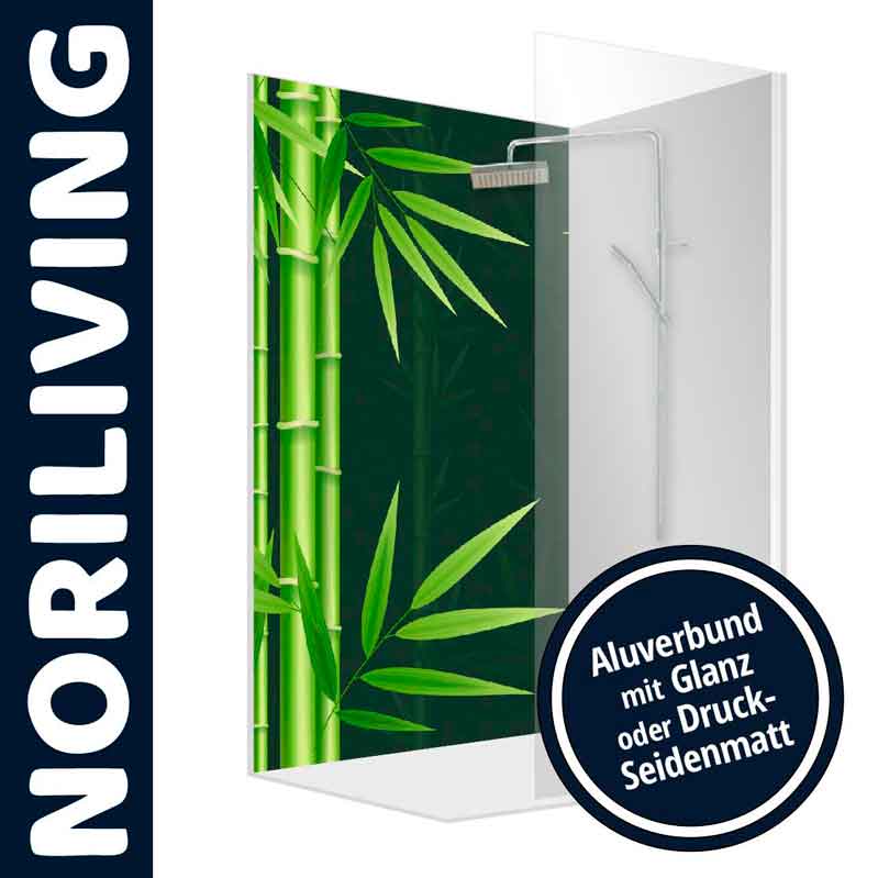 Duschrückwand mit Bambusdesign in Glanz oder Druck-Seidenmatt von NORILIVING