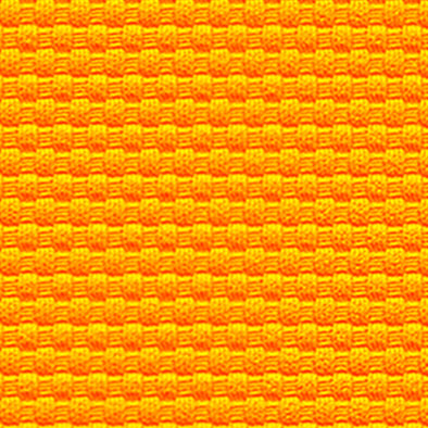 Nahaufnahme einer strukturierten, leuchtend orangefarbenen Stoffoberfläche