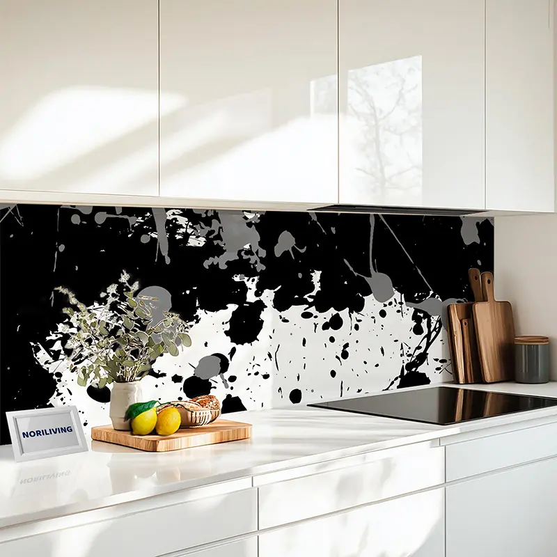 Fliesenspiegel Alu Farbspritzer schwarz-orange 768 schwarz-weiß Fliesenspiegel Alu Farbspritzer schwarz-orange 768 schwarz-weiß