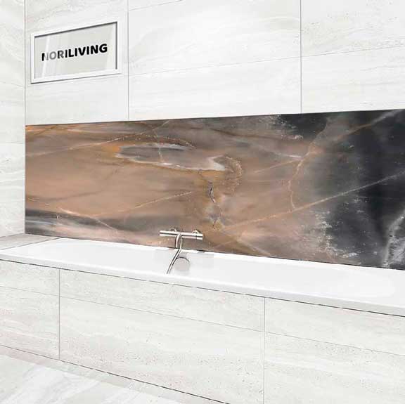 Badrückwand Alu Marmor beige - mittelgrau 012