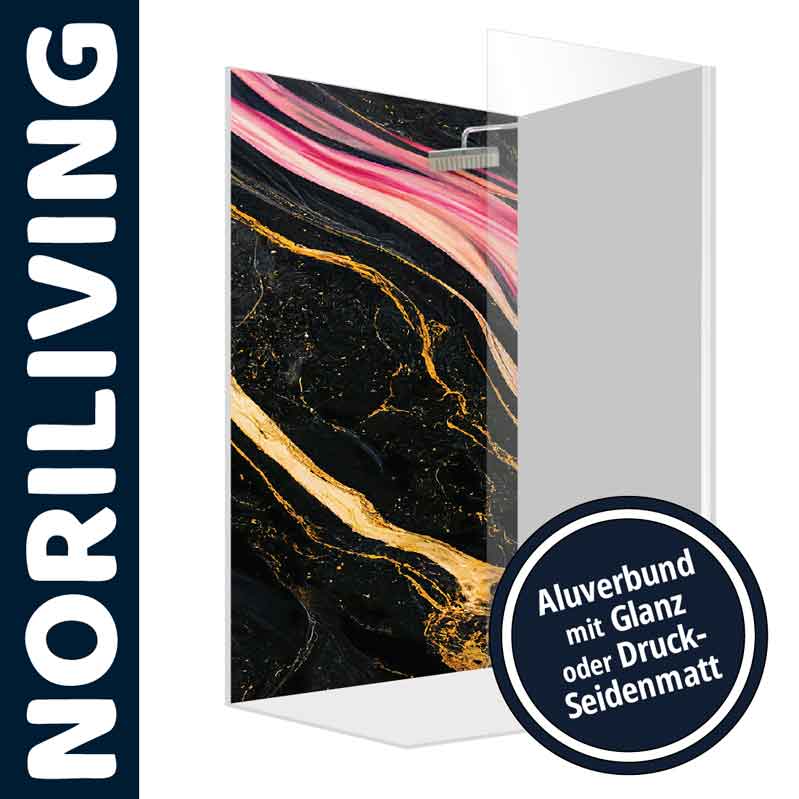 Moderner Duschpaneel mit schwarzem und goldenem Marmordruck, erhältlich in Glanz oder Seidenmatt