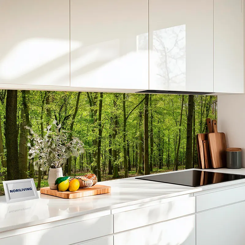 Fliesenspiegel Alu Grüner Frühlingswald Panorama 816