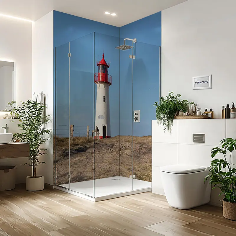 Duschrückwand Einzel | Ecke | Nische | Alu Leuchtturm auf Sylt Nordsee 076