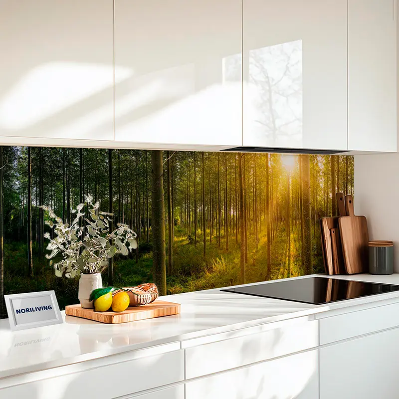 Fliesenspiegel Alu Sonnenlicht im Wald 042