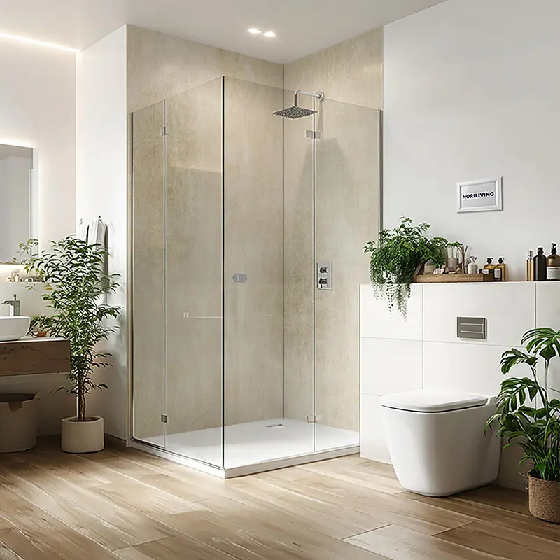 Duschrückwand Einzel | Ecke | Nische | Alu verkratzte Steinmauer beige 283