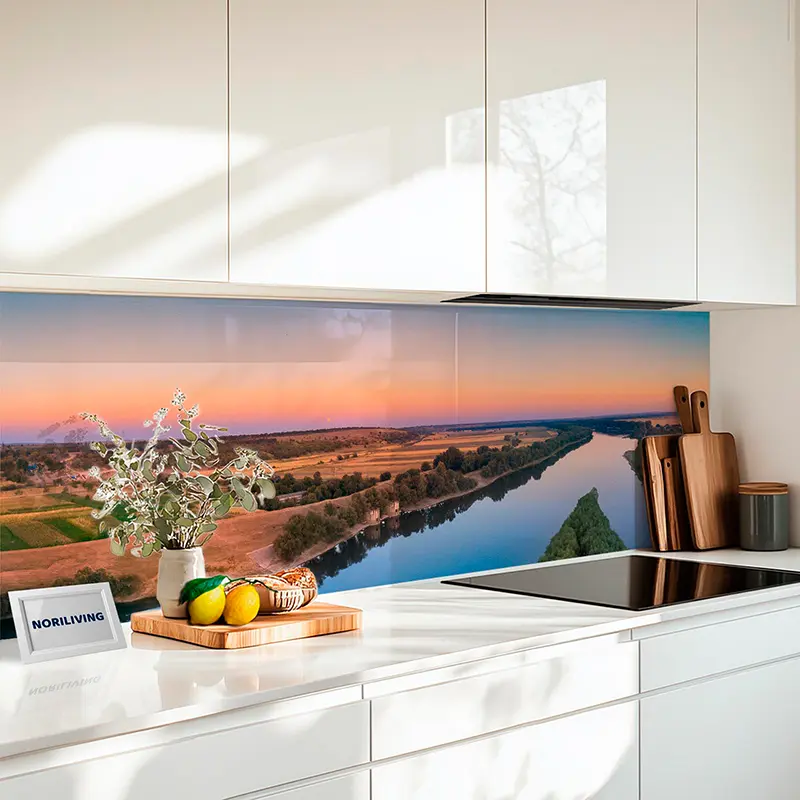 Küchenrückwand Alu Fluss mit Landschaft im schönen Puhaceni 995