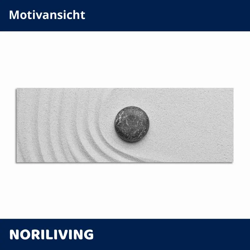 Wandbild Zen-Stein mit Kreisrillen im Sand