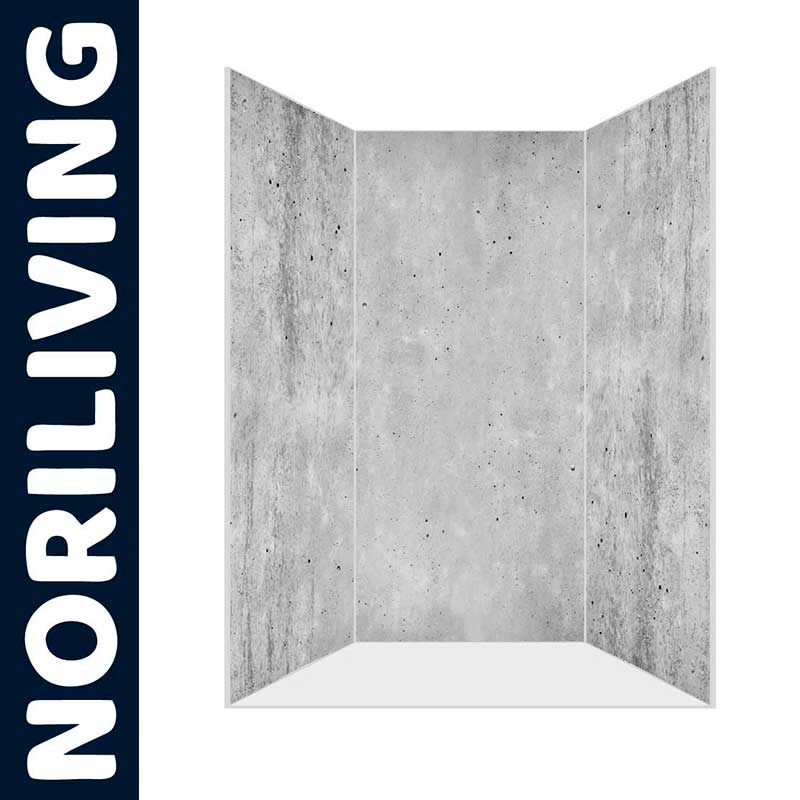 Duschwand von NORILIVING in Betonoptik, ideal für moderne Badezimmergestaltung
