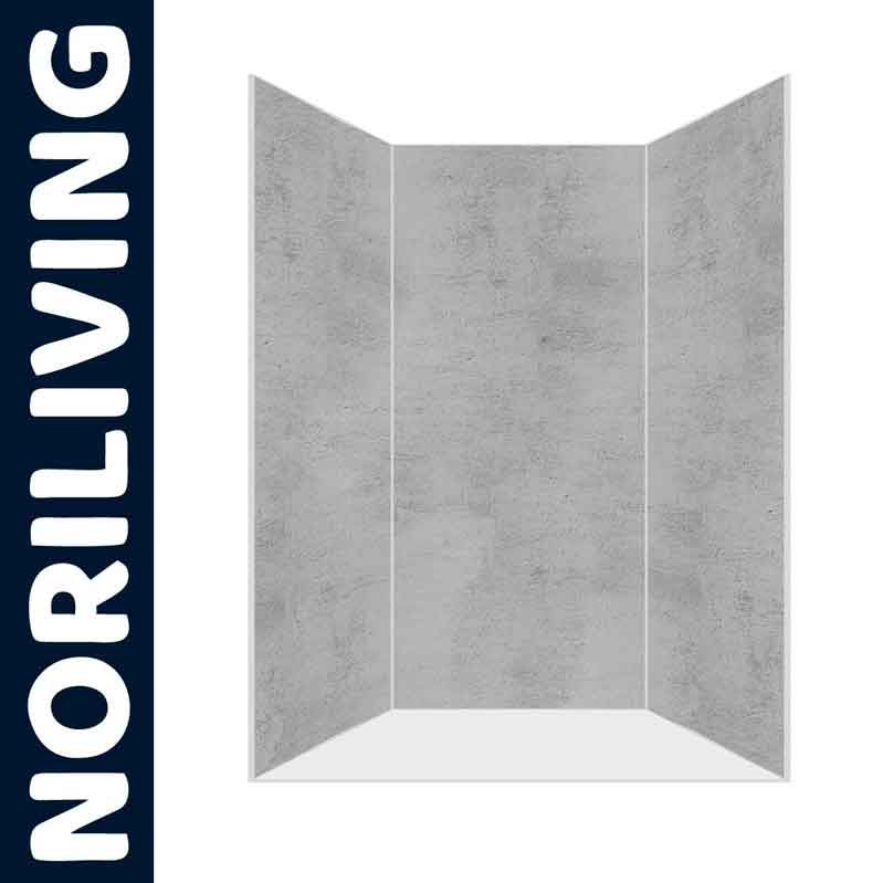 Duschwand in Betonoptik von Noriliving mit grauer Struktur