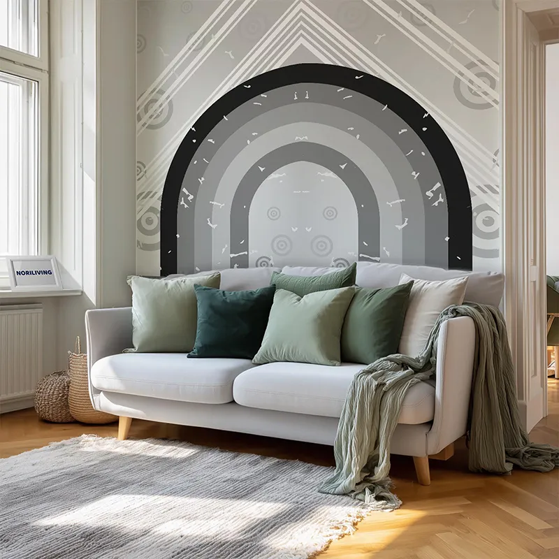 Wohnzimmerrückwand Alu 70er Muster mit Kreisen 909 schwarz-weiß