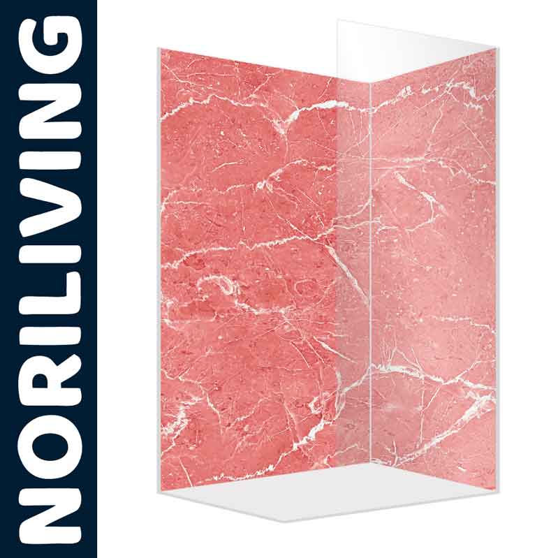 Noriliving Duschwand mit rosafarbener Marmoroptik