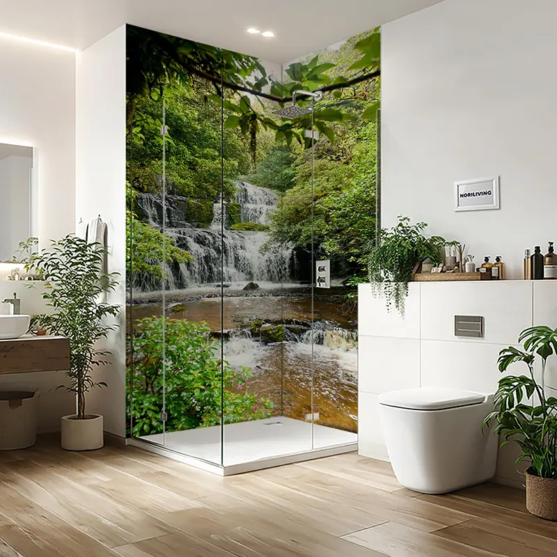 Duschrückwand Einzel | Ecke | Nische | Alu Wasserfall im Dschungel 123