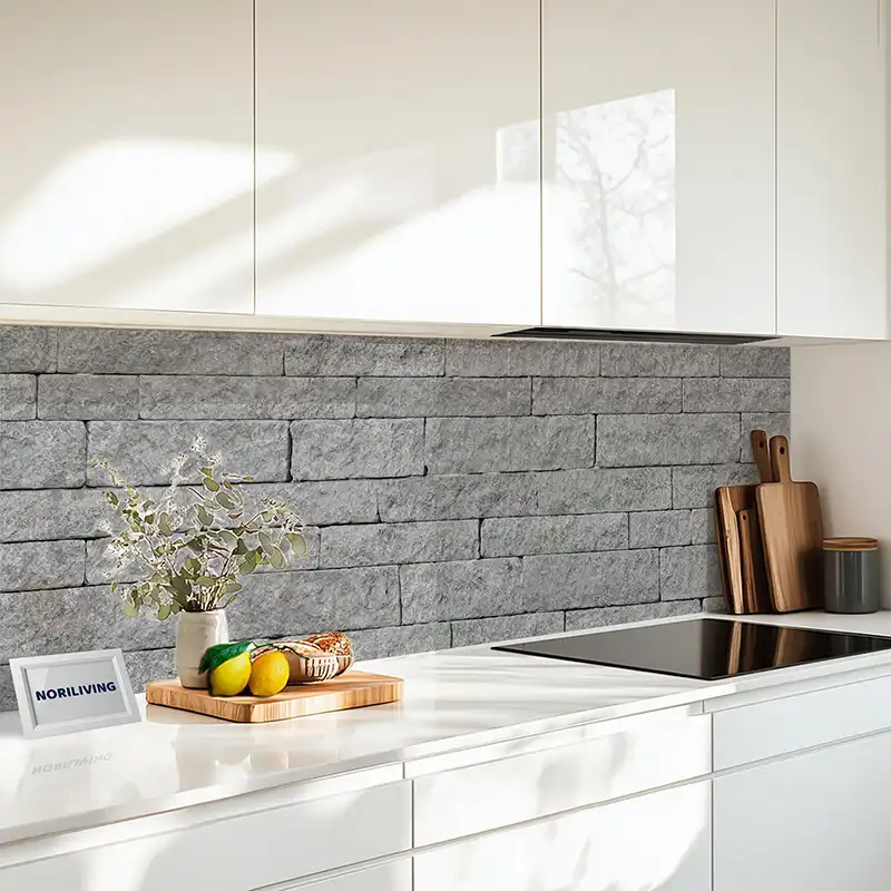 Fliesenspiegel Alu Steinwand hellgrau 430a