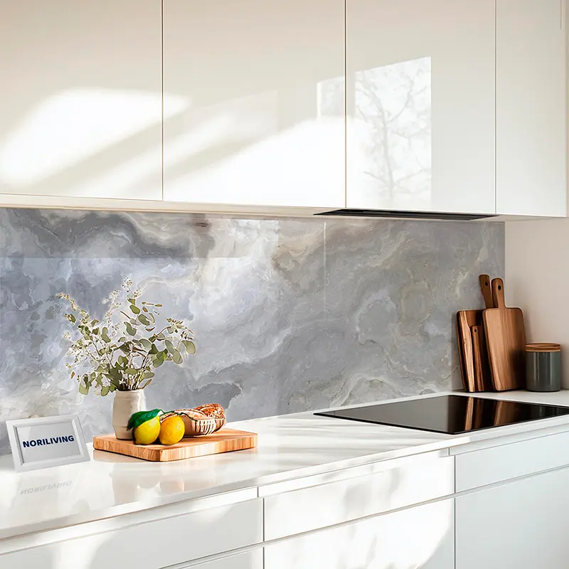 Küchenrückwand Alu Grauer gewellter Marmor 202