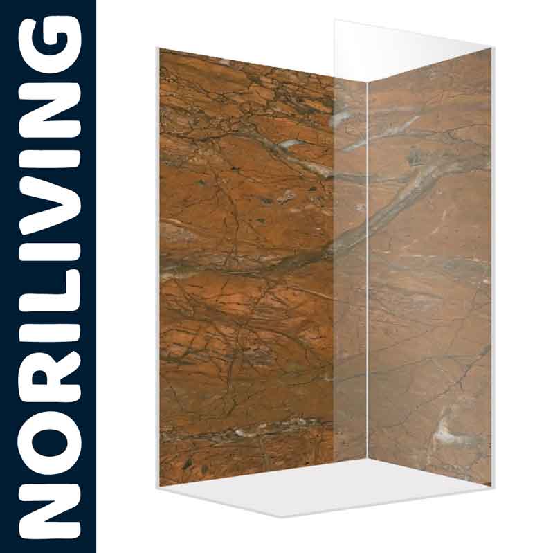 Duschtrennwand in Marmor-Optik von Noriliving, elegant und stilvoll für Badezimmer