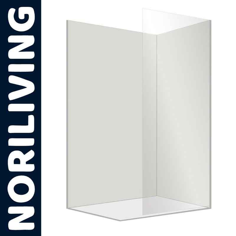 Abbildung einer Glas-Duschabtrennung mit klarem, minimalistischem Design von Noriliving