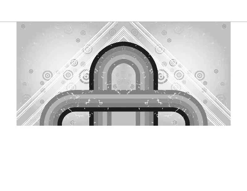 Digitales Kunstwerk mit Kreisen und Linien in verschiedenen Grauschattierungen