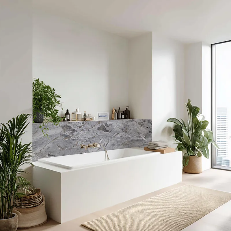 Badrückwand Alu Marmor mittelgrau 010