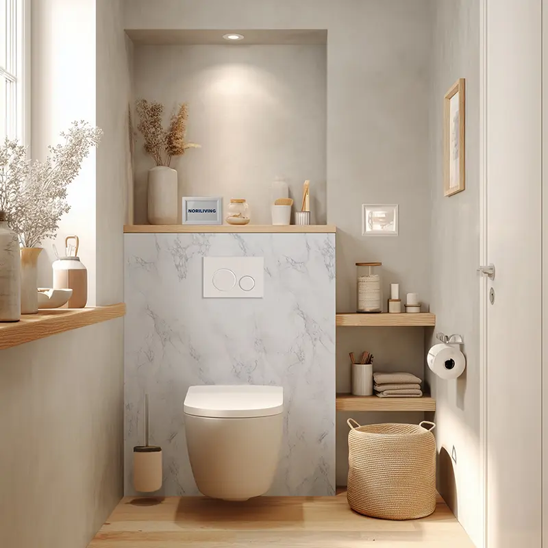 Toilettenrückwand Alu Marmor weiß 254