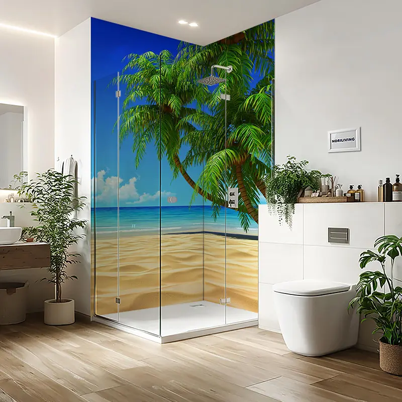 Duschrückwand Einzel | Ecke | Nische | Alu Palmenstrand Karibik 360