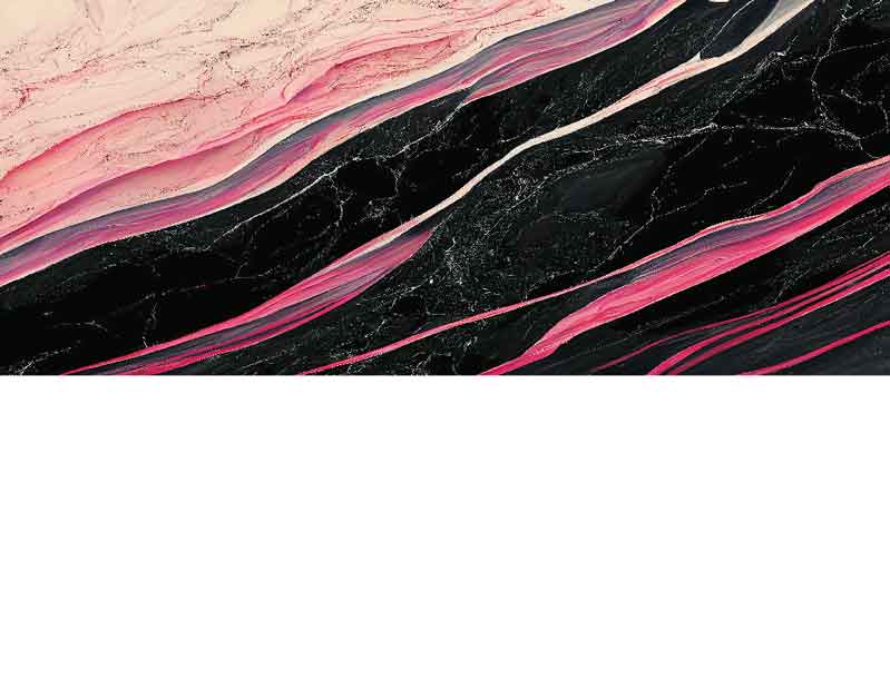 Abstraktes Design auf Marmor-Laminat mit rosa und schwarzen Linien