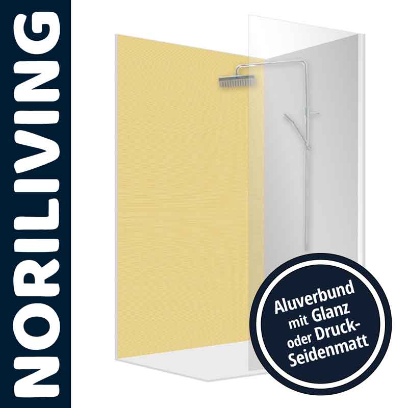 Duschtrennwand von Norliving, Aluverbund, Glanz- oder Druck-Seidenmatt-Oberfläche