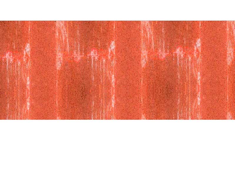 Eine abstrakte Tapete mit orangener Textur und vertikalen Mustern in Weiß und Rot