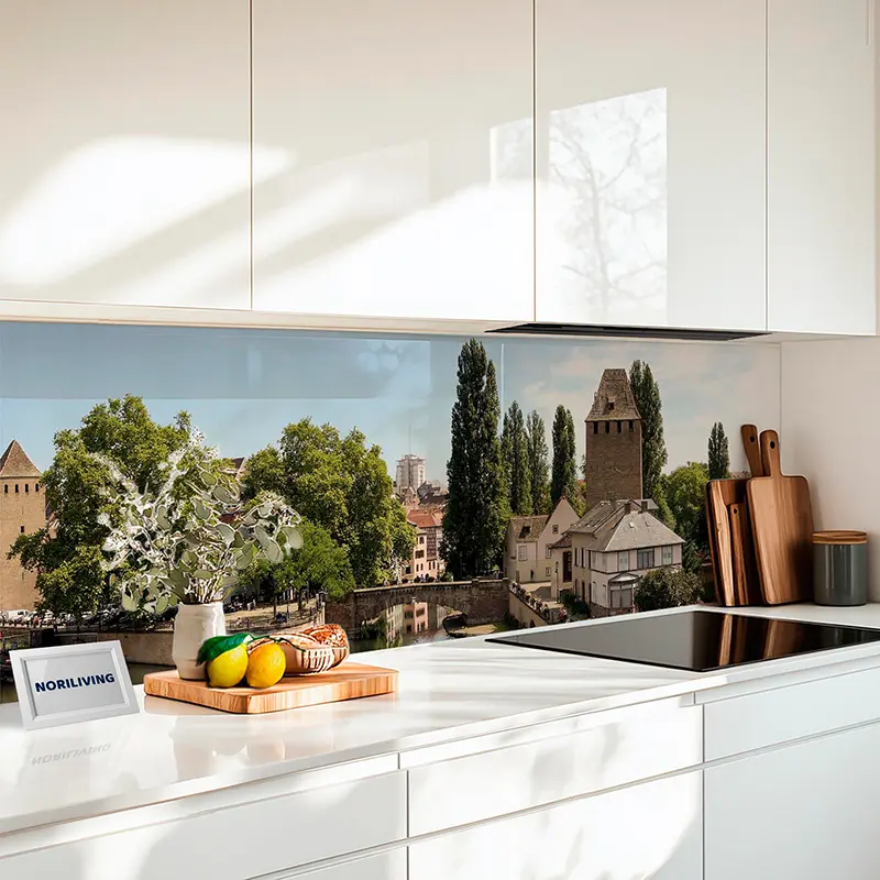 Küchenrückwand Echtglasoptik Profiline Straßburg Panorama: Petite France und Ponts Couverts 860